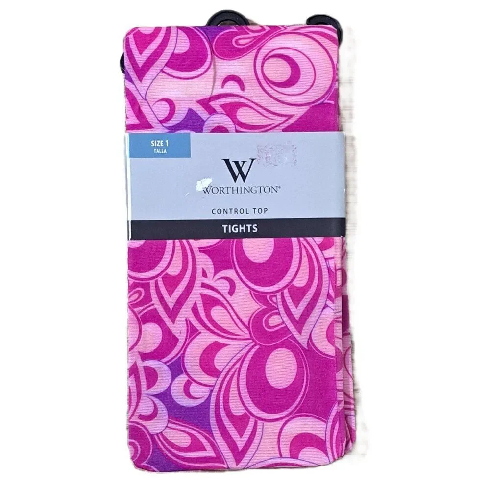 Worthington Women's Control Top Thighs Pink , Purple, Multi Floral Hippie Sz 1